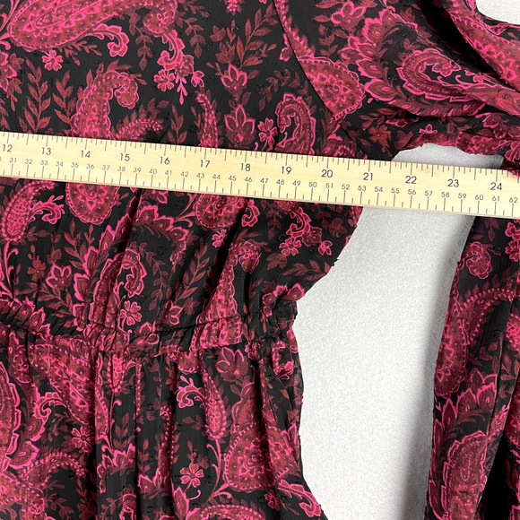 Torrid Tea Length Clip Dot Open Back A-Line Dress Womens 1X Burgundy Paisley - Picture 6 of 15